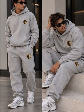 Eric Emanuel Gray Hoodie & Sweatpants Set – Size Large